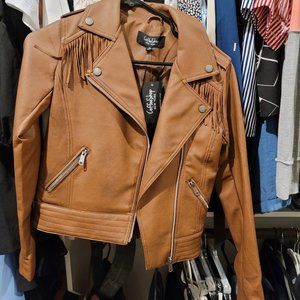 Faux Leather fringe Jacket